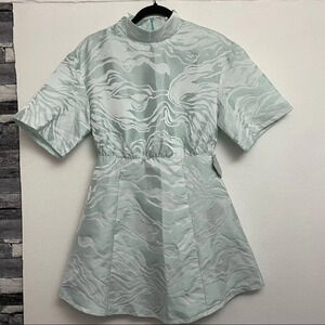 Light Mint Patterned Short Sleeve Women’s Dress